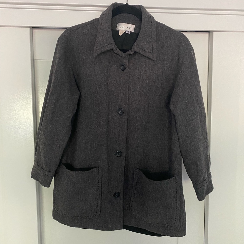 J. Jill Vintage Gray Lightweight Wool Coat size Medium